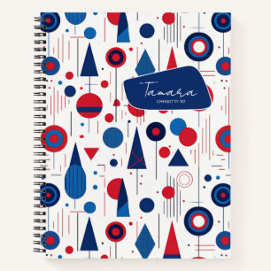 Carnet Retro Géométrique Abstrait Pat#9 Navy Red ID1067