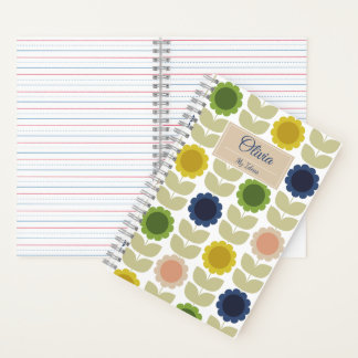 Carnet Retro Groovy Summer Flowers Stems