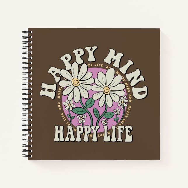 Carnet Retro Happy Mind Happy Life (Devant)