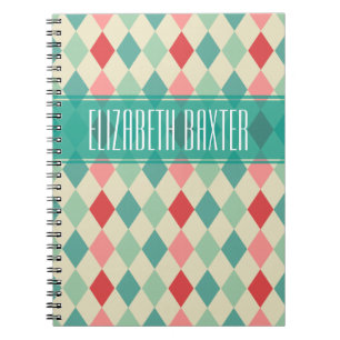 Carnet Rétro Harlequin géométrique Personnalisé