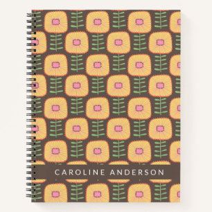 Carnet Retro les années 70 Motif de fleurs en Brown Pers