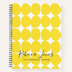 CARNET RETRO LUMINEUX GRANDE MAIN DESSINÉE POIS JAUNES