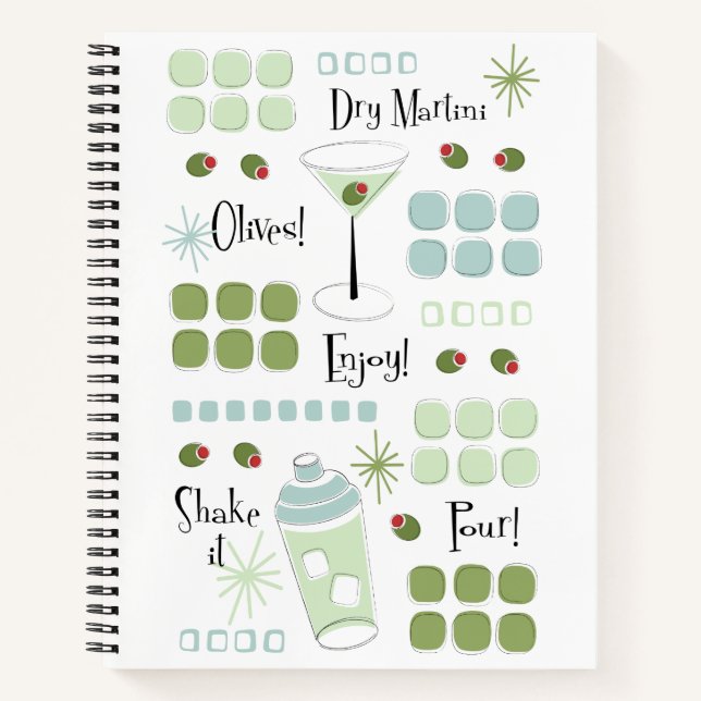 Carnet Retro Martini Moderne Du Milieu Du Siècle (Devant)