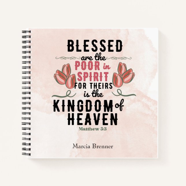 Carnet Retro Matthew 5:3 Tulips Aquarelle (Devant)