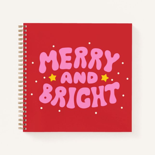 Carnet Retro Merry et Bright Holiday Design (Devant)