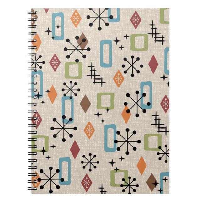 Carnet Retro Mid-Century moderne Atomique Abstrait Motif (Devant)