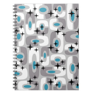 Carnet Retro Mid-Century moderne Cosmique Abstrait Motif
