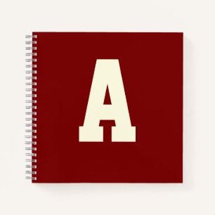 Carnet Rétro monogramme alpha bordeaux crème