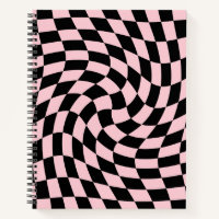 Retro Pink Noir Pastel Chèques déroutés À damiers