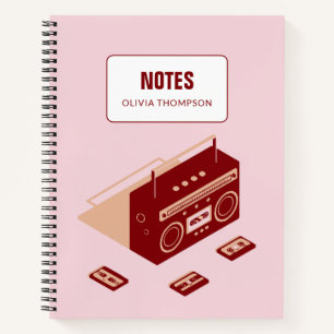Carnet Retro rose rouge Personnalisé Composition de leçon