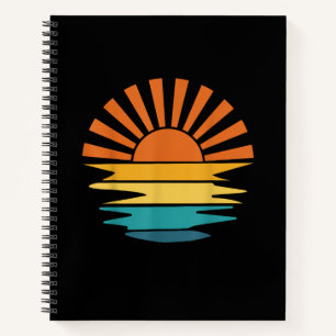 Carnet Retro Sunset Rays Wavy Vintage Retro Sunshine Sun