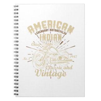 Carnet Retro Vintage Américain Motorcycle Indien Pour Vie
