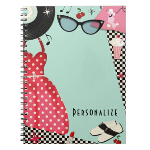 Carnet Rétro vintage années 50 tenue pour filles amusant