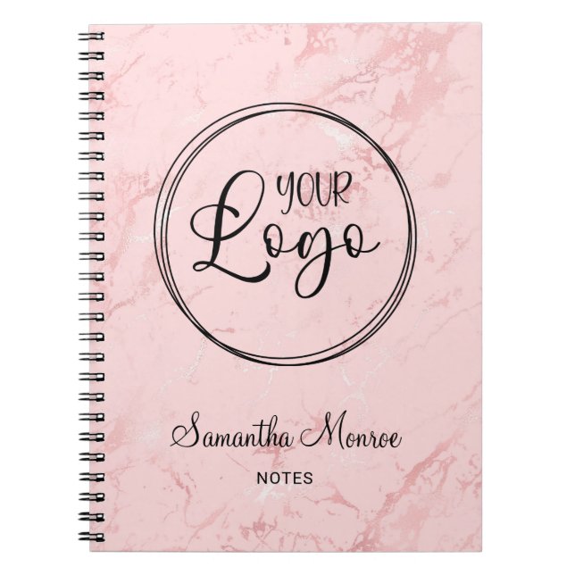 Carnet Réunion du logo commercial en marbre rose vif (Devant)