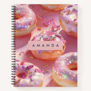 Carnet Rêve de Donut Rose Pailleté Pastel Personnalisé