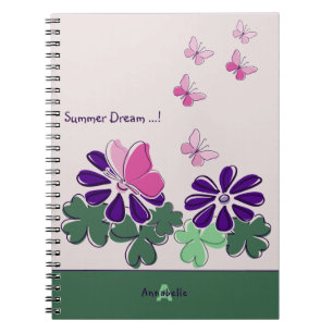 Carnet Rêve d'été Pink Green Purple Papillon