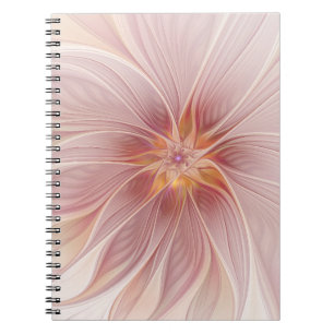 Carnet Rêve floral rose doux Fleur d'art fractal Abstrait