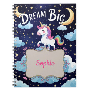 Carnet Rêve Grand – Licorne Magique Personnalisée