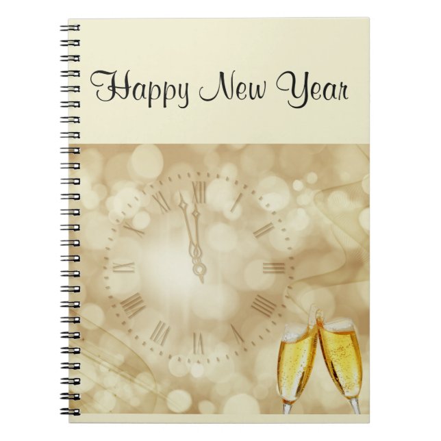 Carnet Réveillon du Nouvel An avec lunettes de champagne (Devant)