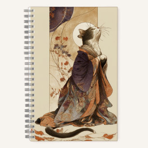 Carnet "Rêverie d'automne" Chat japonais en kimono Art