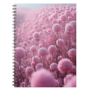 Carnet Rêves de champ de fleurs rose pastel fantaisiste