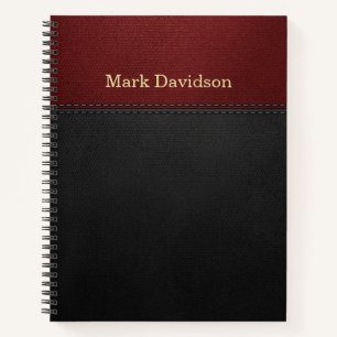 Carnet Revêtement en cuir rouge et noir personnalisé