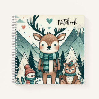 Carnet Rêveurs d'hiver – Famille de cerfs douillets dans
