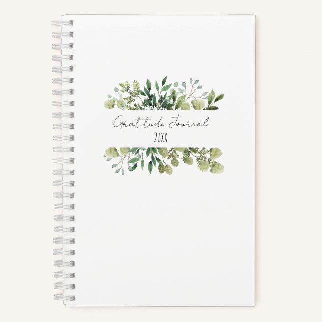 Carnet Revue de Gratitude Moderne Année Blanc (Recto)