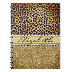 Carnet Rhinestone de la Parties scintillant d'or Leopard
