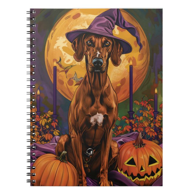 Carnet Rhodesian Ridgeback Chien Halloween sorcier Citrou (Devant)
