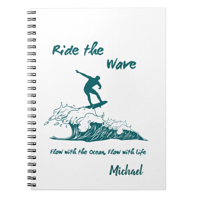 Carnet "Ride the Wave" Inspirational Surfing Graphic (Devant)