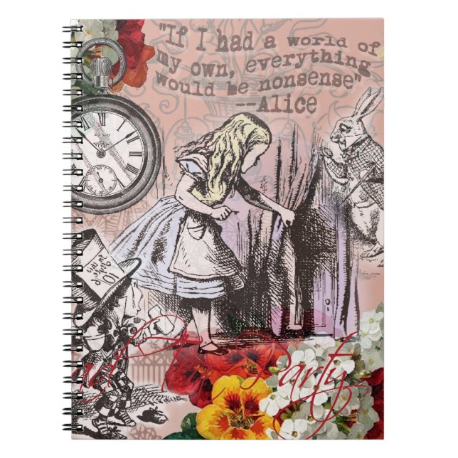 Carnet rideau d'alice nonsense pays des merveilles (Devant)