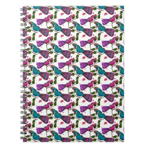 Carnet Rideau motif floral oiseaux sans couture