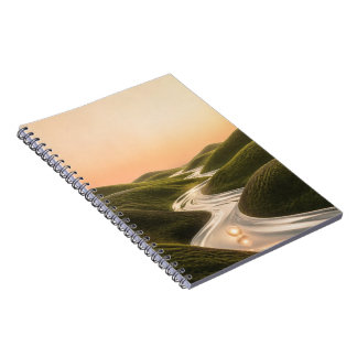 Carnet Rivière argentée rêveuse Collines vertes Minimal N