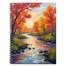 Carnet Rivière d'automne | Aquarelle de la nature du feui