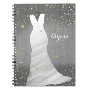 Carnet Robe de Mariée Moderne Confettis Cœurs Enterrement