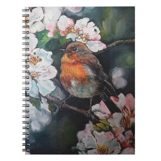 Carnet Robin aux fleurs de cerisier (Devant)