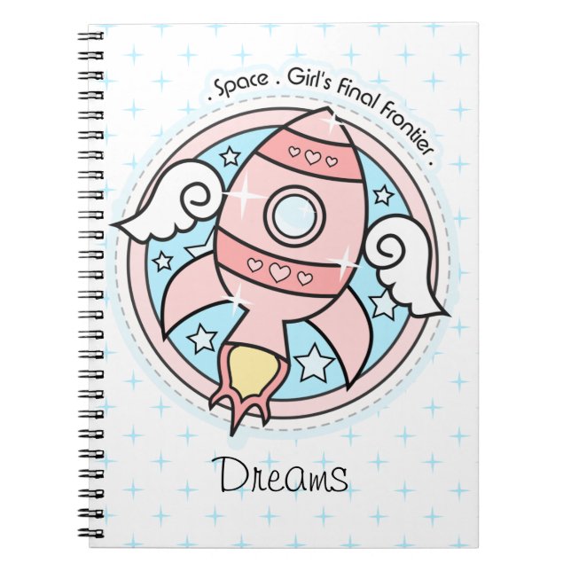 Carnet Rocketship fille rose (Devant)