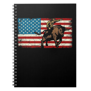 Carnet Rodeo Bull Rider Drapeau américain patriotique
