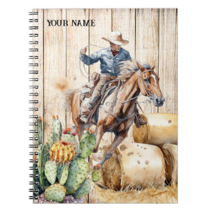 Carnet Rodeo cowboy Aquarelle sud cactus de foin