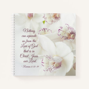 Carnet Romains 8:39 Amour de Dieu Bible Orchidées Blanche