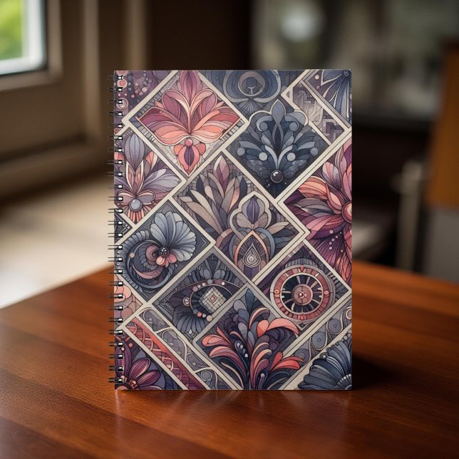 Carnet Romance foncée Bourgogne Art Déco Floral Été (Créateur téléchargé)