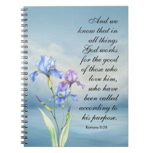 Carnet Romans 8:28 Iris Aquarelle