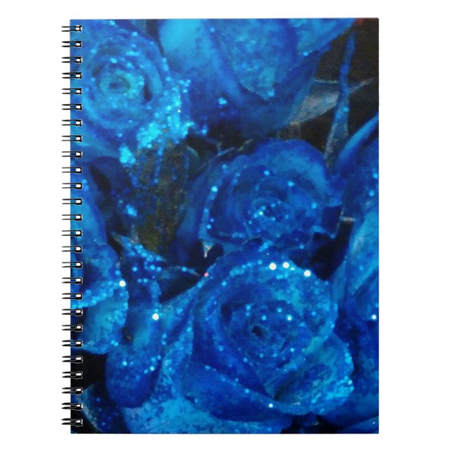 Carnet Romantique Love Blue Glitter Glamour Roses (Devant)