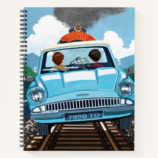 Carnet Ron & HARRY POTTER™ en voiture volante vers HOGWAR (Devant)