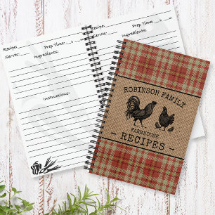 Carnet Rooster Hen Famille Ferme Rouge Plaid Recette