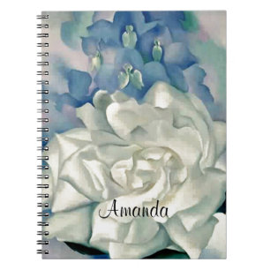 Carnet Rose blanc et pied-d'alouette de stupéfaction la