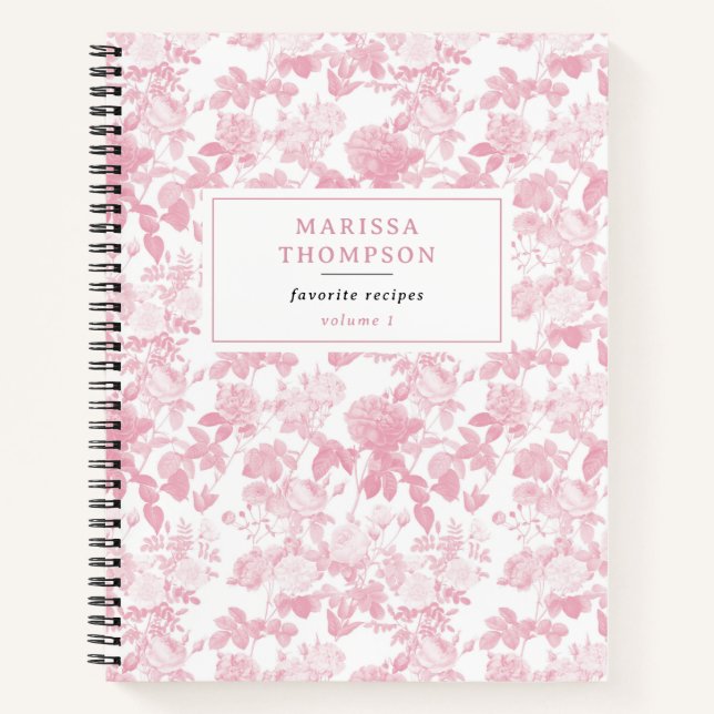 Carnet Rose blanc rose Chinoiserie Motif (Devant)