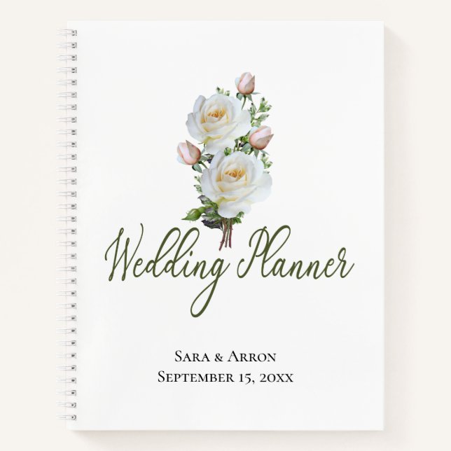 Carnet Rose blanche simple |avec devis | Wedding planner (Devant)