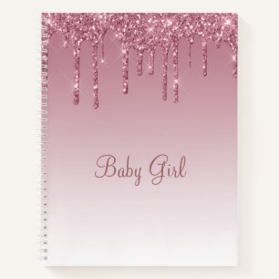 Carnet Rose Blush Parties scintillant bébé fille Script É